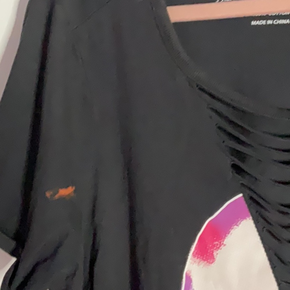 Torrid Black Pink Skull Graphic Cut Out Tee - Picture 10 of 11